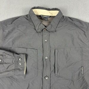 ExOfficio Shirt Mens 2XL Gray‎ Long Sleeve Button Front Ripstop Travel Hiking
